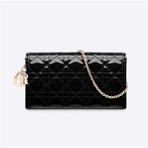 Lady Dior Nano Pouch Black Patent Cannage Calfskin 